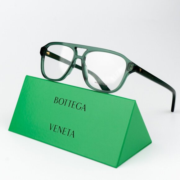 Bottega Veneta BV1294O 003 Green Pilot Women Eyeglasses BRAND NEW - Picture 1 of 12